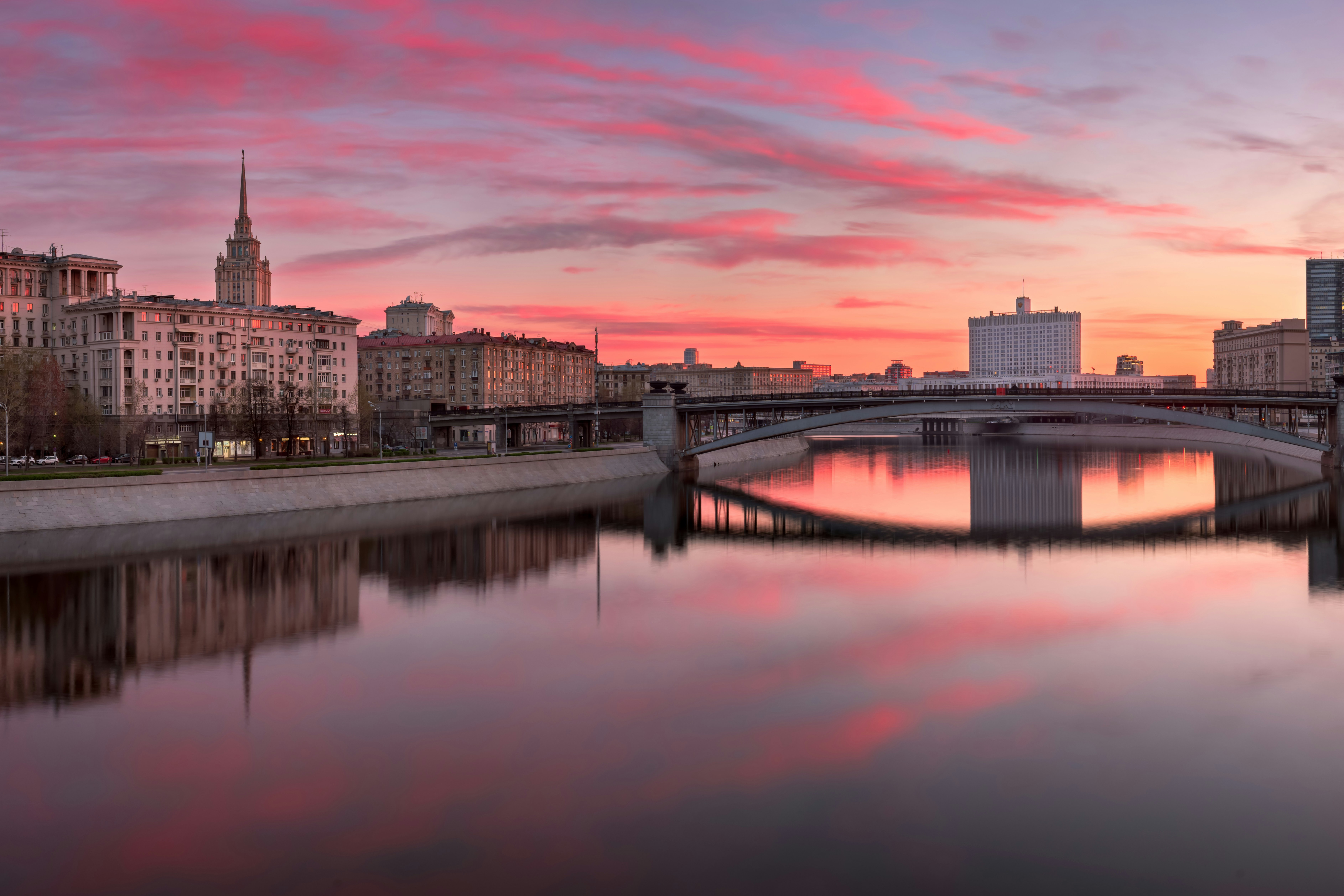 Moscow — Kremlin and the Moskva River at dusk